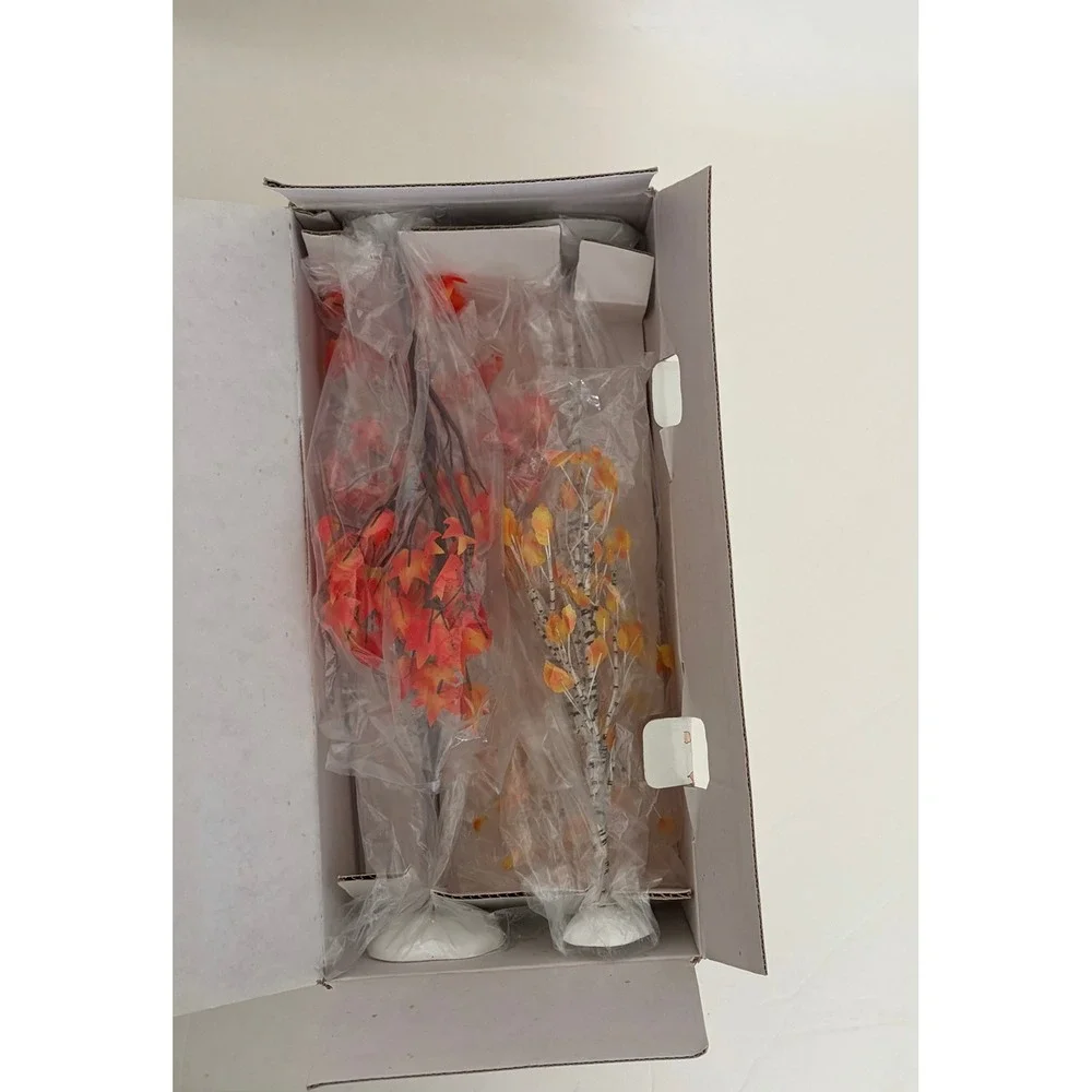 NEW!! Vintage DEPARTMENT 56 Halloween Village Autumn Maple Birch Trees Set 4 Box